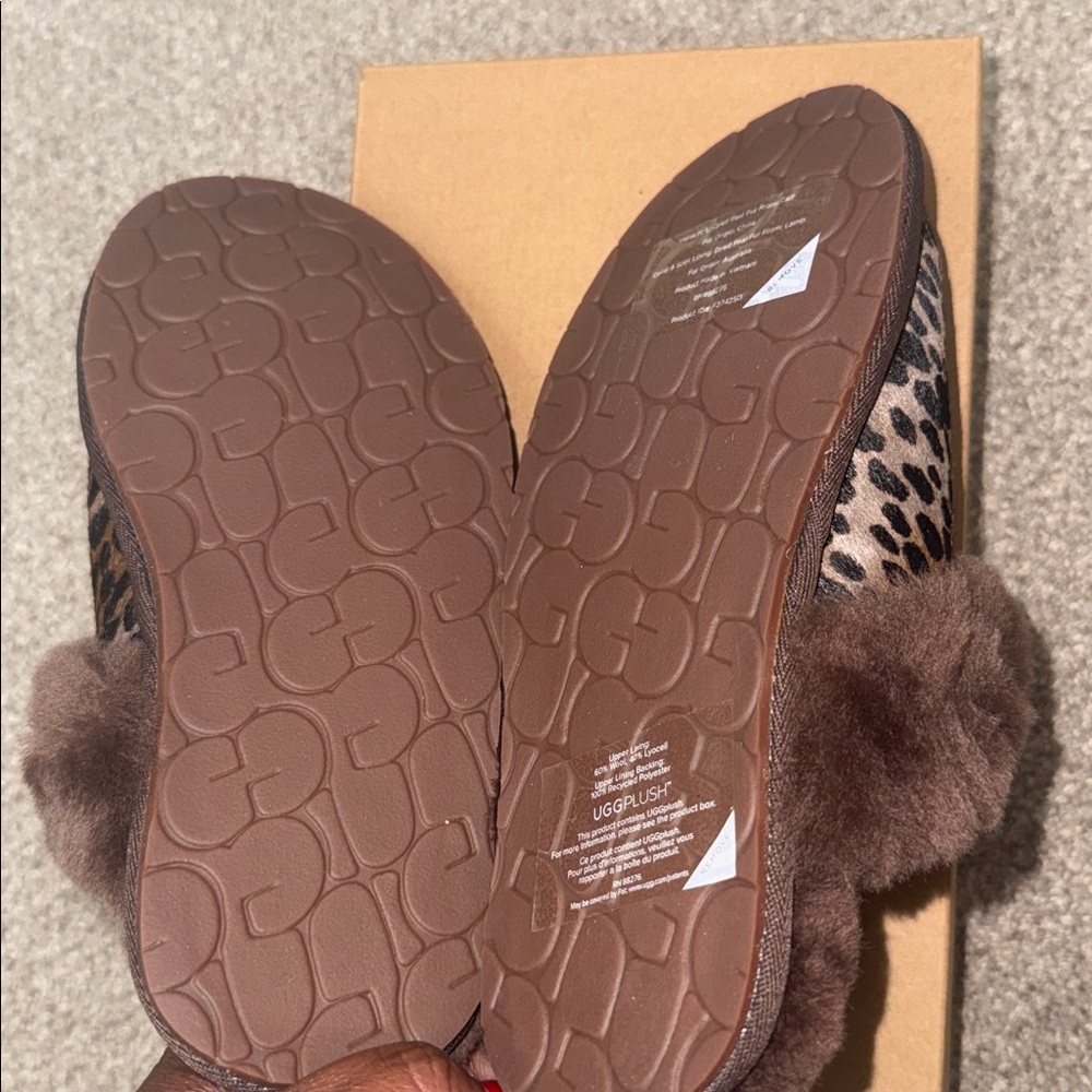 Brand New UGG Women's Fuzzy Leopard Slippers - Picture 3 of 4